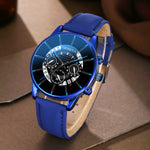Casual Business Men's Leather Watch with Calendar and Three-Eye Design, Quartz Wristwatch Set